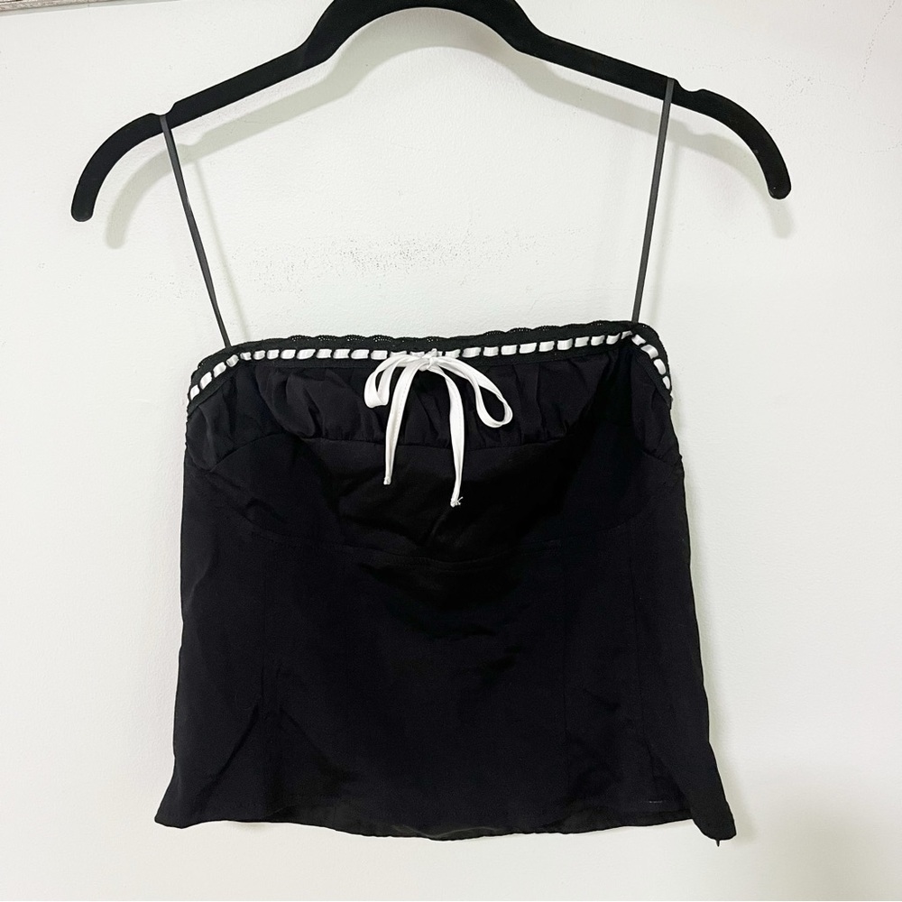 Garage Black Women's Y2K Tube Top with White Trim Medium